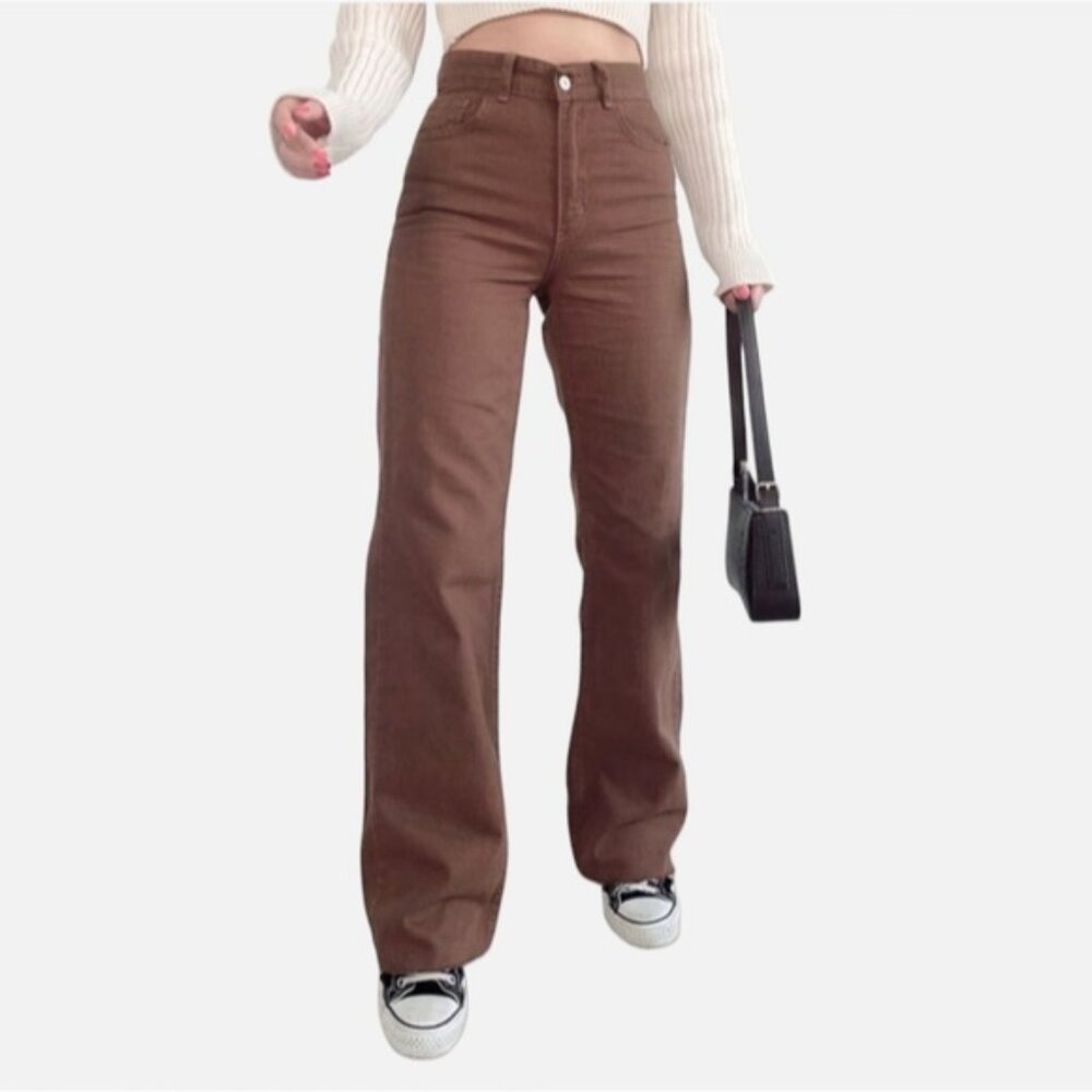 Michael Kors Chestnut Brown High Waisted Wide Leg Jeans